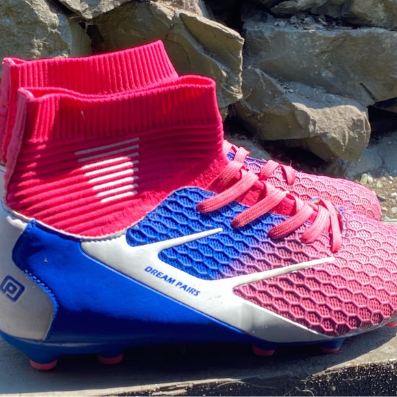 DREAM PAIRS HZ19002K Women’s Pink Blue Soccer Football Cleats Shoe Size 6 - Picture 5 of 11